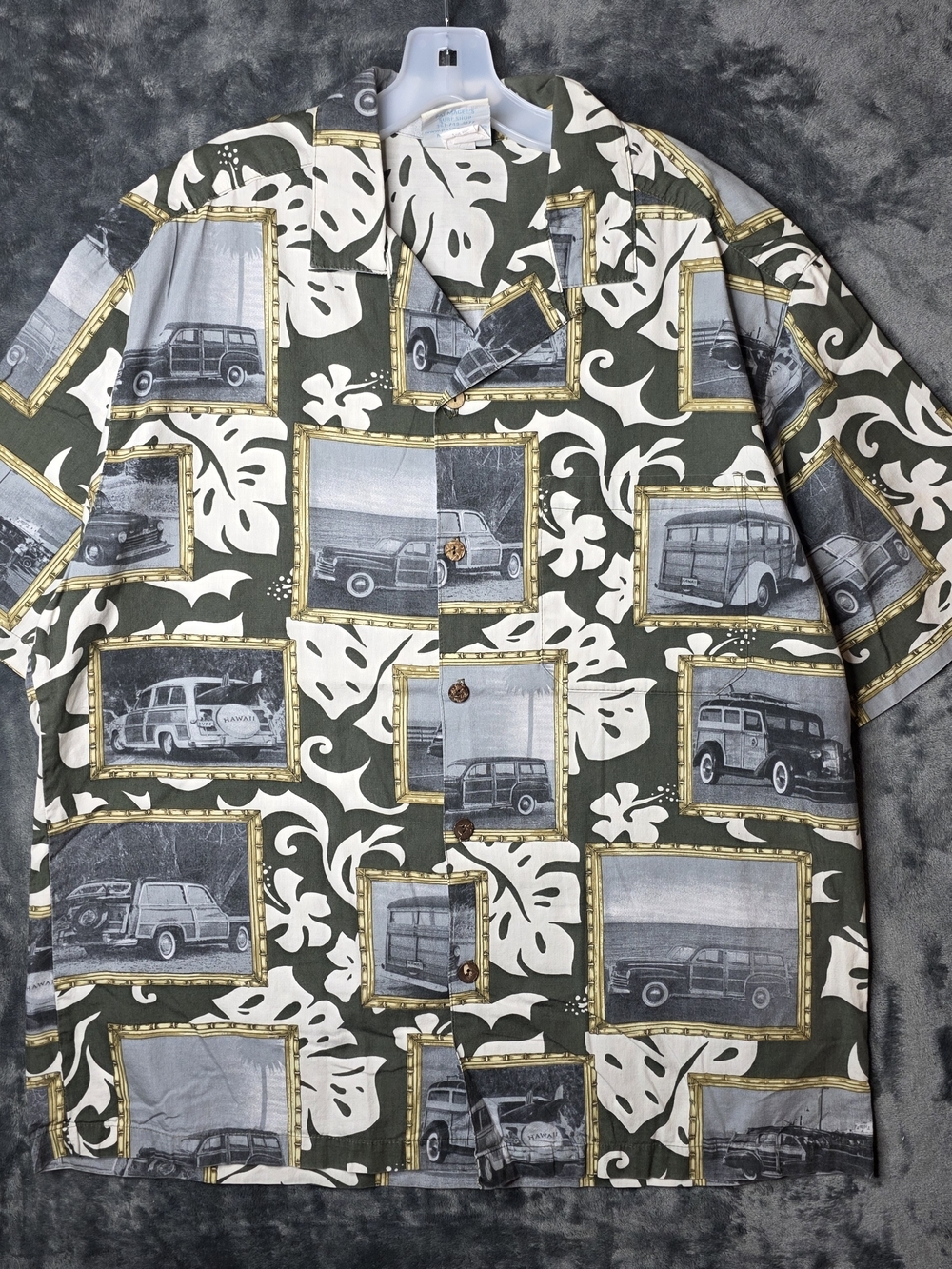 Pat Magees Surf Shop Hawaiin Button Down. Made In The USA AOP Mens L